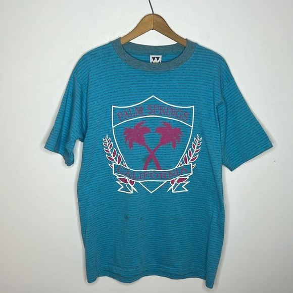 Vintage Single Stitch 90s Palm Springs California Graphic Spell Out T Shirt - Picture 1 of 13